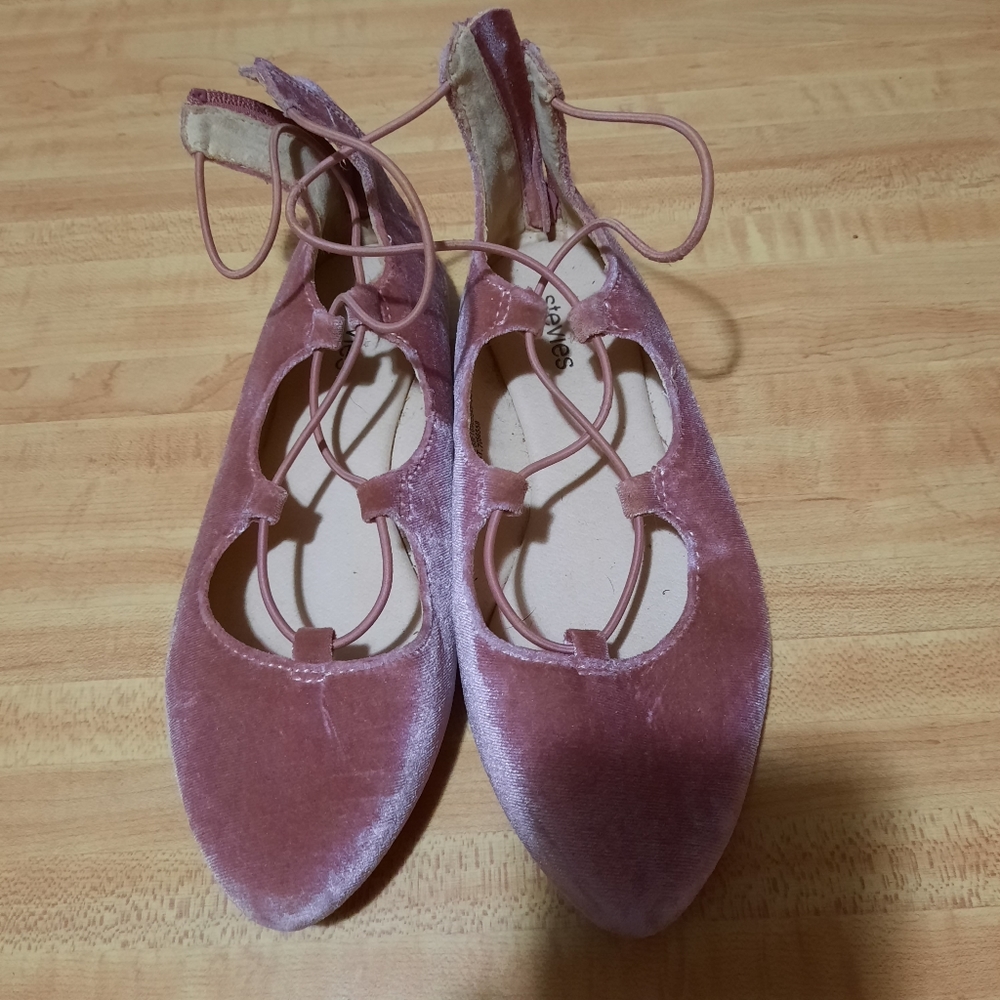 Womens Ballerina Flats stevies rose pink size 5 zip up back